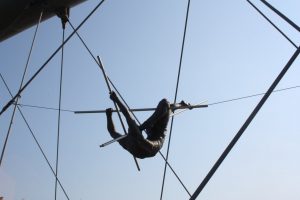 person at a trapeze